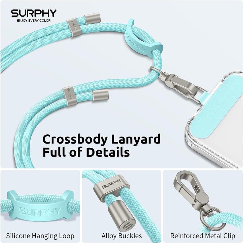 SURPHY Phone Lanyard, Adjustable Phone Strap Crossbody with 2 Pack Cell Phone Tether Tab, Premium Metal Buckles, Skin-Friendly, Universal Cell Phone Lanyard Crossbody for Women and Men, Limpet Shell - Image 5